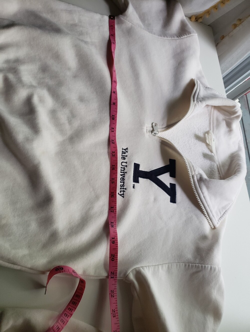 H&M 80% Cotton Cream Quarter-Zip Pullover Sweatshirt - Picture 10 of 12